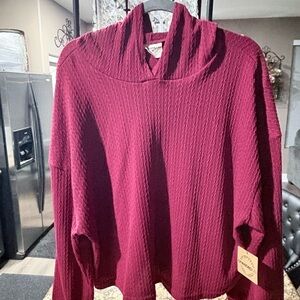 Women's Burgundy Cowl Neck Pullover Sweater